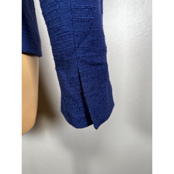 Loft Suit Jacket Blazer Women's 10 Blue Shoulder Pads Long Sleeve Button Short - Picture 4 of 13